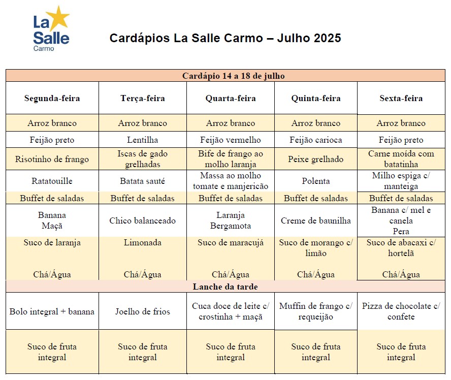 cardapio 14julho